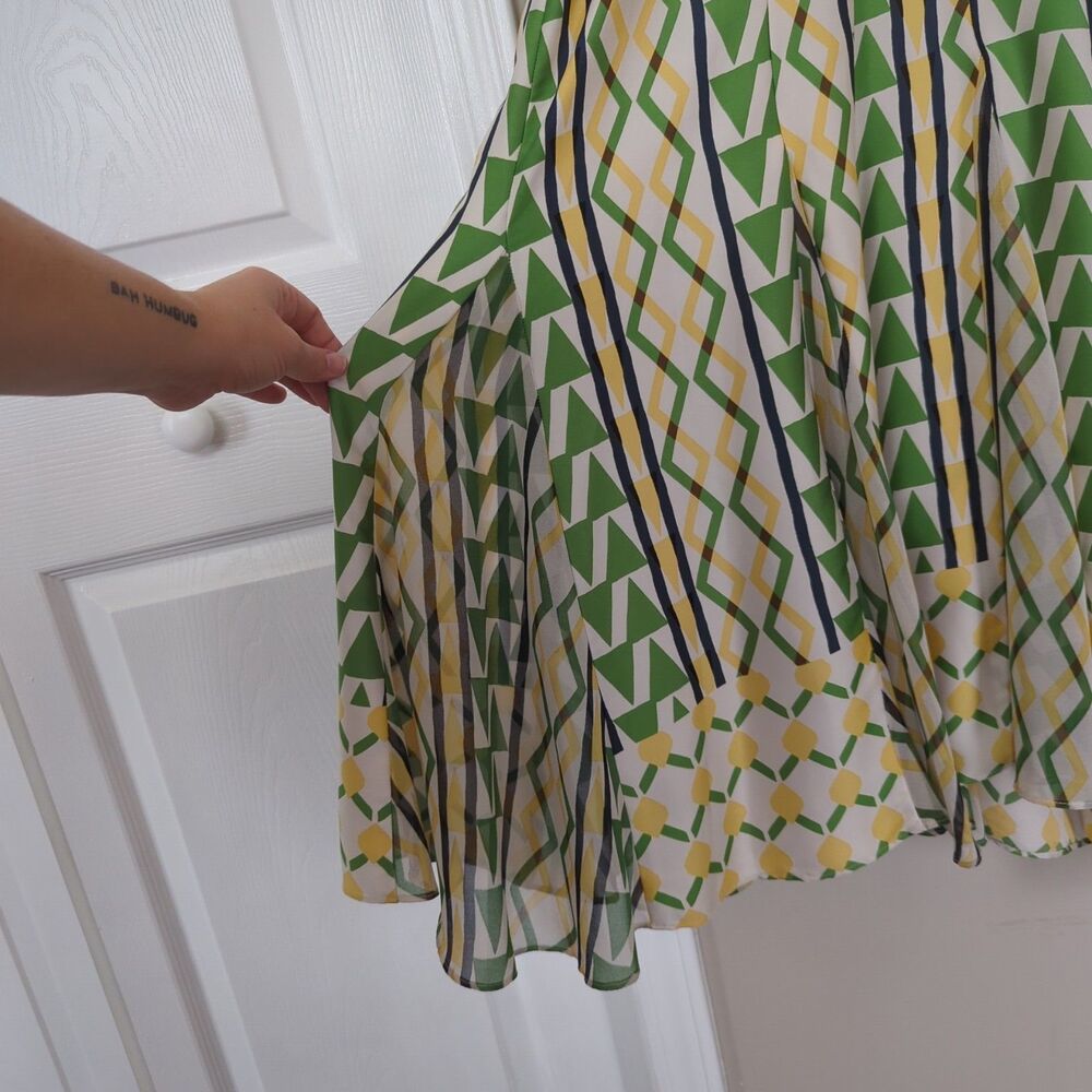 MISA Los Angeles NWT Irena Midi Dress Limoncello Geo Mix Large Satin - Picture 5 of 10